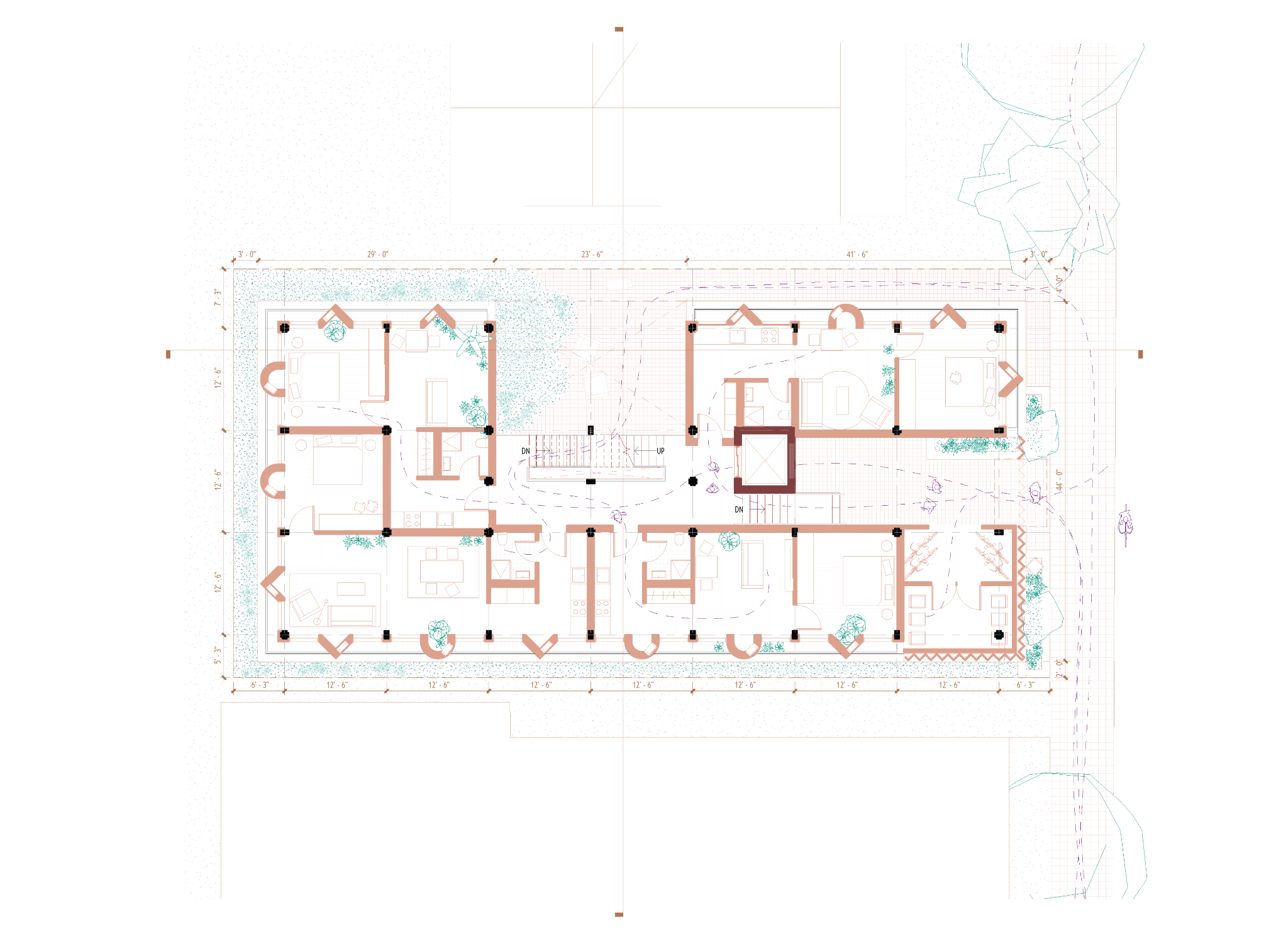 Inner Garden floor plan showing homes arranged around the shared planted breezeway