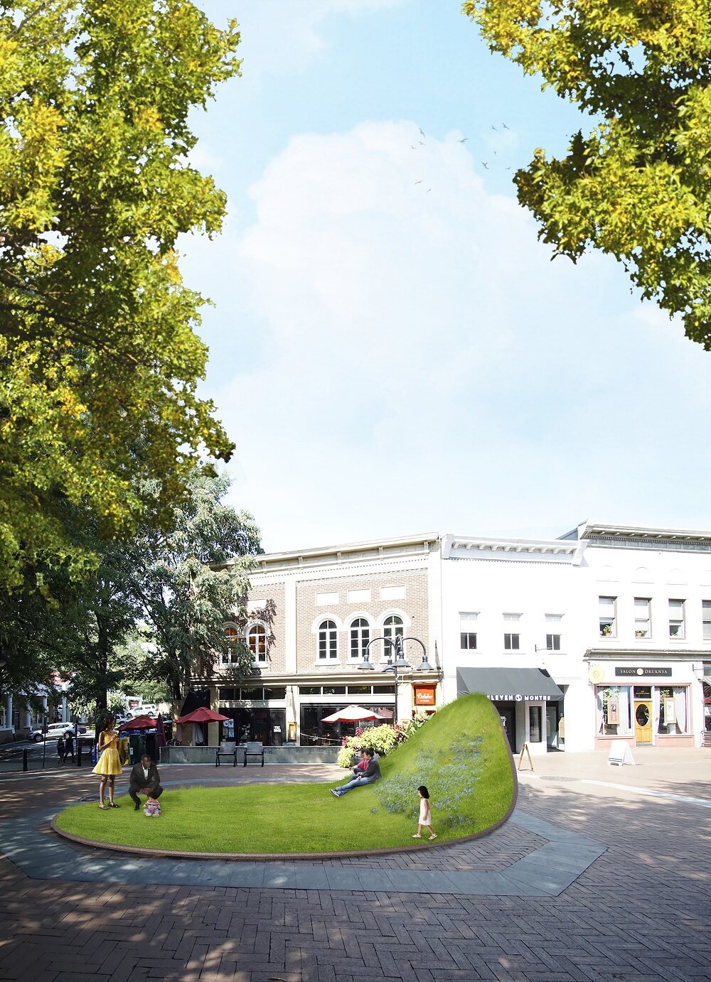 Lifting the Curtain as a green landscape in Charlottesville’s pedestrian mall