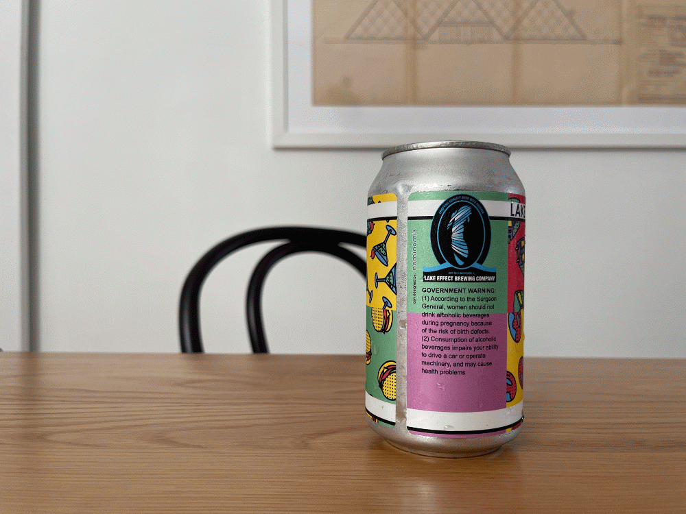 Reverse view of the produced Recess Brew can and brewery information panel
